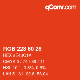 Color code: RGB 228 60 26 | qconv.com