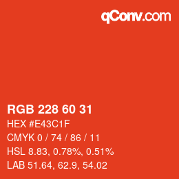 Farbcode: RGB 228 60 31 | qconv.com