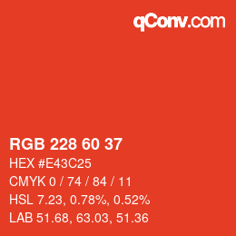カラーコード: RGB 228 60 37 | qconv.com