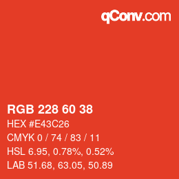 カラーコード: RGB 228 60 38 | qconv.com