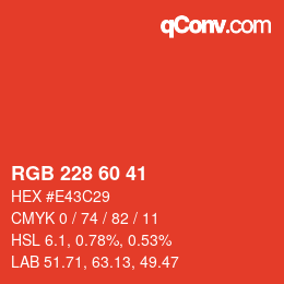 カラーコード: RGB 228 60 41 | qconv.com