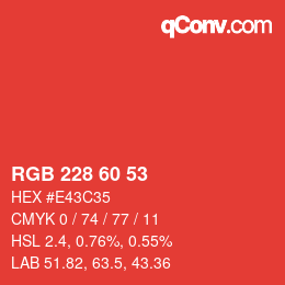 カラーコード: RGB 228 60 53 | qconv.com