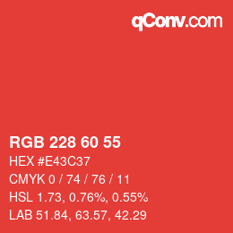 カラーコード: RGB 228 60 55 | qconv.com
