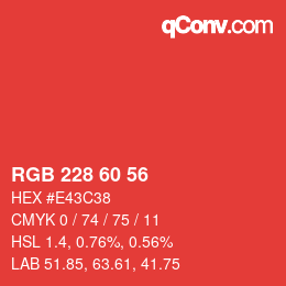 カラーコード: RGB 228 60 56 | qconv.com
