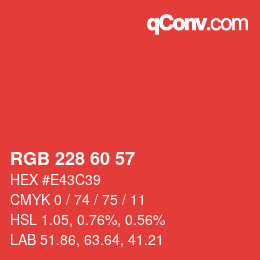 カラーコード: RGB 228 60 57 | qconv.com