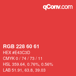 カラーコード: RGB 228 60 61 | qconv.com