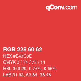カラーコード: RGB 228 60 62 | qconv.com