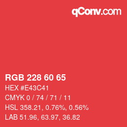 カラーコード: RGB 228 60 65 | qconv.com