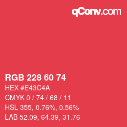カラーコード: RGB 228 60 74 | qconv.com