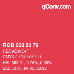 カラーコード: RGB 228 60 79 | qconv.com