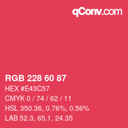 カラーコード: RGB 228 60 87 | qconv.com