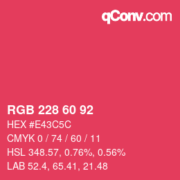 Color code: RGB 228 60 92 | qconv.com