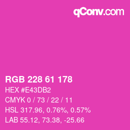カラーコード: RGB 228 61 178 | qconv.com