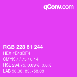 カラーコード: RGB 228 61 244 | qconv.com