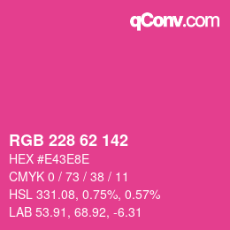 Color code: RGB 228 62 142 | qconv.com
