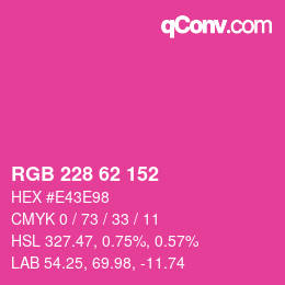 カラーコード: RGB 228 62 152 | qconv.com