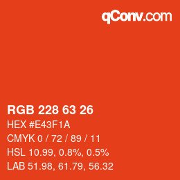 Color code: RGB 228 63 26 | qconv.com