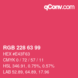 Color code: RGB 228 63 99 | qconv.com