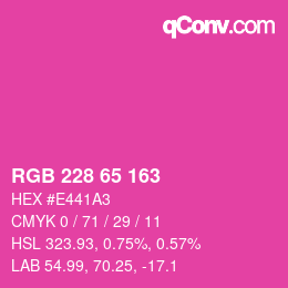 カラーコード: RGB 228 65 163 | qconv.com