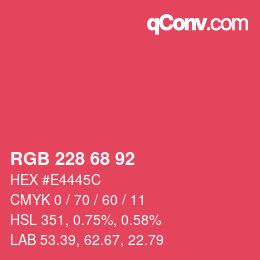 颜色代码: RGB 228 68 92 | qconv.com