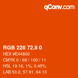 カラーコード: RGB 228 72.8 0 | qconv.com