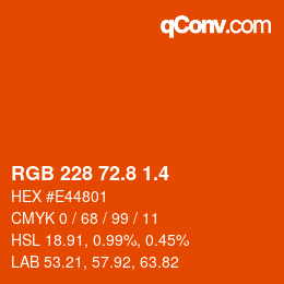 カラーコード: RGB 228 72.8 1.4 | qconv.com