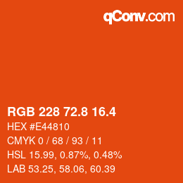 カラーコード: RGB 228 72.8 16.4 | qconv.com