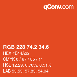 カラーコード: RGB 228 74.2 34.6 | qconv.com