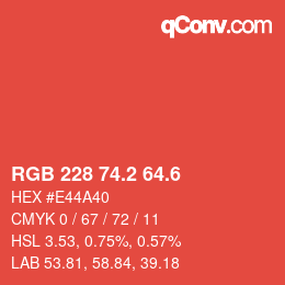 カラーコード: RGB 228 74.2 64.6 | qconv.com