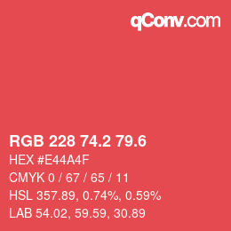 カラーコード: RGB 228 74.2 79.6 | qconv.com