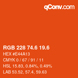 カラーコード: RGB 228 74.6 19.6 | qconv.com