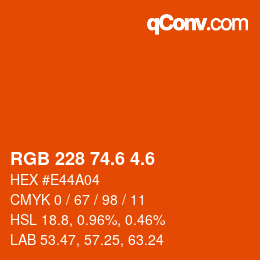 カラーコード: RGB 228 74.6 4.6 | qconv.com