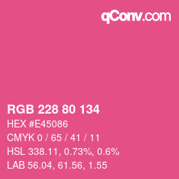 颜色代码: RGB 228 80 134 | qconv.com