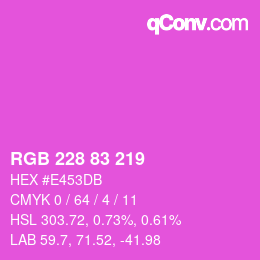 颜色代码: RGB 228 83 219 | qconv.com
