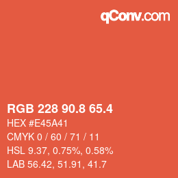 カラーコード: RGB 228 90.8 65.4 | qconv.com