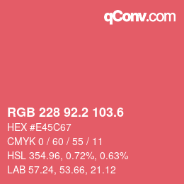カラーコード: RGB 228 92.2 103.6 | qconv.com