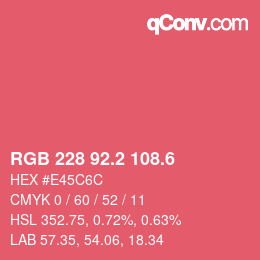 カラーコード: RGB 228 92.2 108.6 | qconv.com