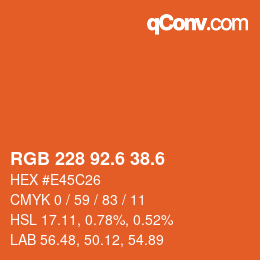 カラーコード: RGB 228 92.6 38.6 | qconv.com