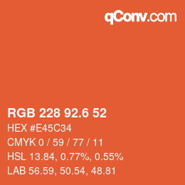 カラーコード: RGB 228 92.6 52 | qconv.com