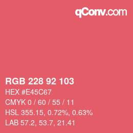 Color code: RGB 228 92 103 | qconv.com