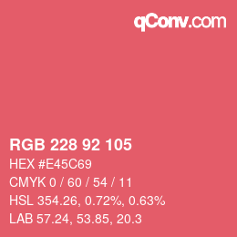 カラーコード: RGB 228 92 105 | qconv.com