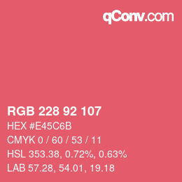 Color code: RGB 228 92 107 | qconv.com