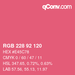 Color code: RGB 228 92 120 | qconv.com