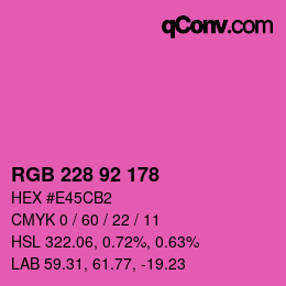 カラーコード: RGB 228 92 178 | qconv.com