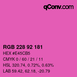 カラーコード: RGB 228 92 181 | qconv.com