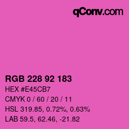 カラーコード: RGB 228 92 183 | qconv.com