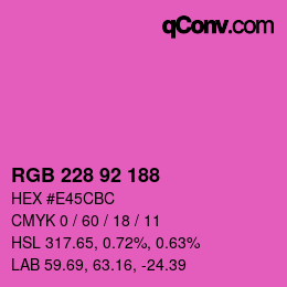 カラーコード: RGB 228 92 188 | qconv.com