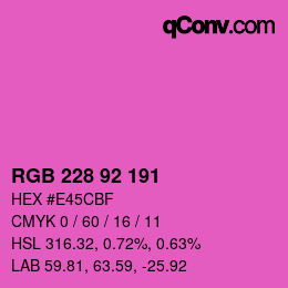 カラーコード: RGB 228 92 191 | qconv.com