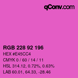 カラーコード: RGB 228 92 196 | qconv.com