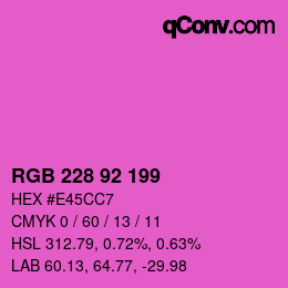 カラーコード: RGB 228 92 199 | qconv.com